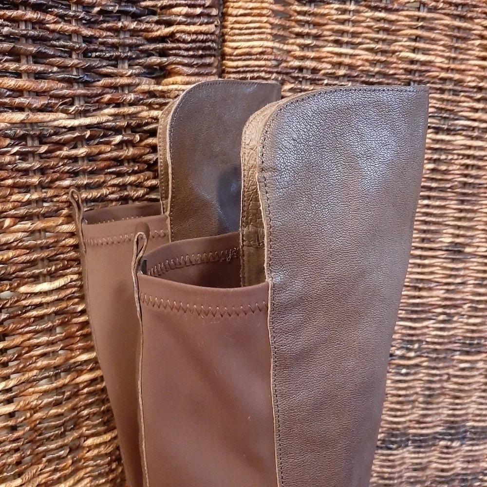 Free People Charles David Edie Leather Knee High Riding Boots Womens 6 Brown